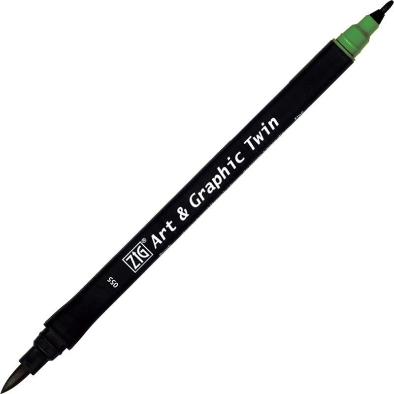 Zig Art & Graphic Twin Brush Pen Çift Uçlu Çizim Kalemi Deep Green TUT-80 055