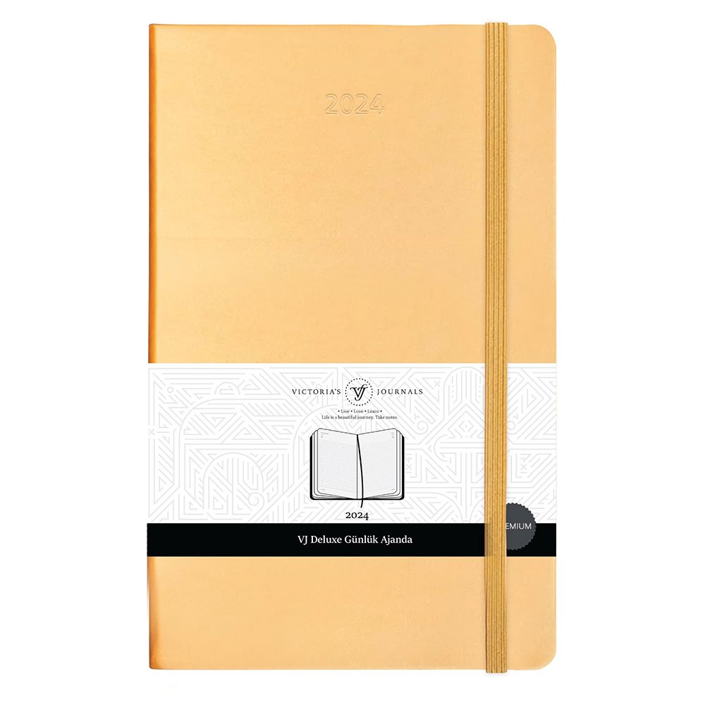 Victoria\'s Journals Classic 2024 Sert Kapak Günlük Ajanda 9x14 Altın 123-9193