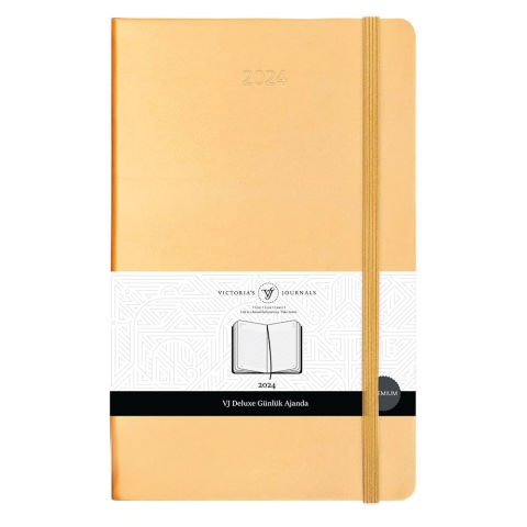 Victoria\'s Journals Classic 2024 Sert Kapak Günlük Ajanda 9x14 Altın 123-9193