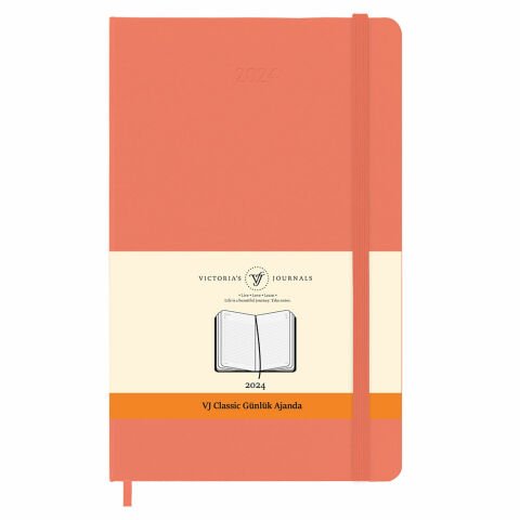 Victoria\'s Journals Classic 2024 Sert Kapak Günlük Ajanda 9x14 Pembe 123-9189