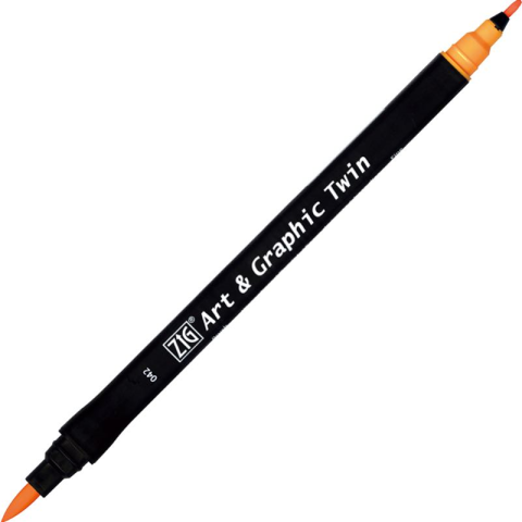 Zig Art & Graphic Twin Brush Pen Çift Uçlu Çizim Kalemi Bright Yellow TUT-80 042