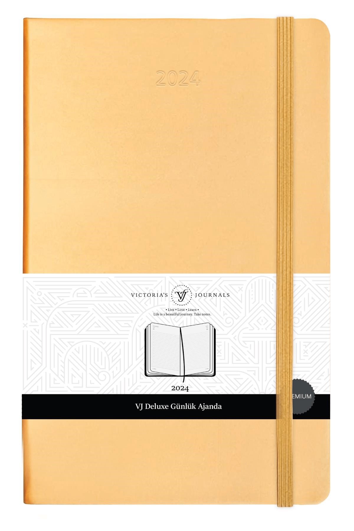 Victoria\'s Journals Classic 2024 Sert Kapak Günlük Ajanda 13x21 Altın 123-9177