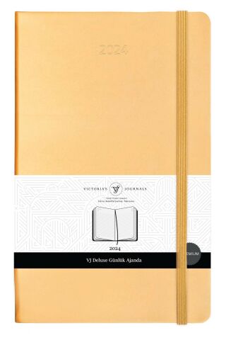 Victoria\'s Journals Classic 2024 Sert Kapak Günlük Ajanda 13x21 Altın 123-9177