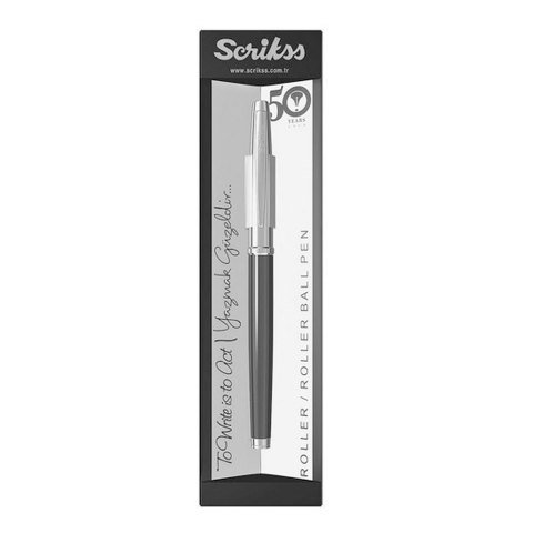 Scrikss 800K Roller Kalem Siyah Yarı Krom Dökme