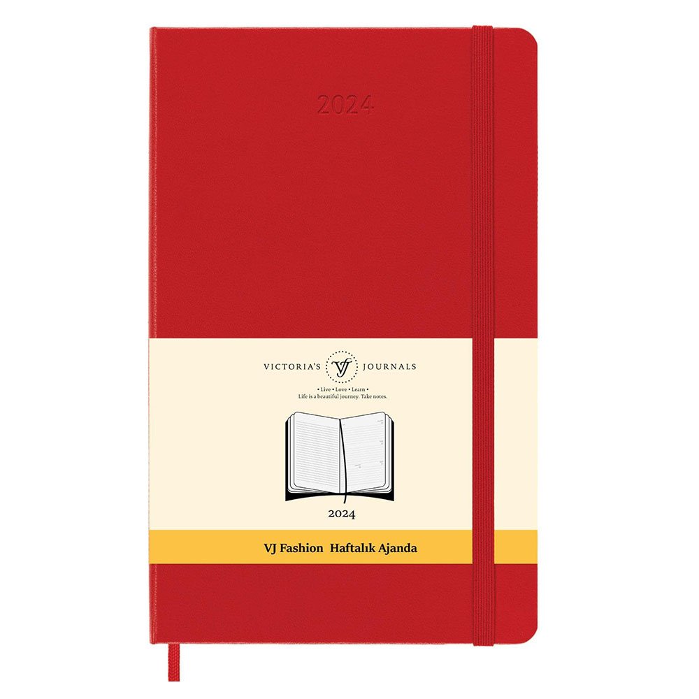 Victoria\'s Journals Classic 2024 Esnek Kapak Günlük Ajanda 13x21 Kırmızı 123-9164