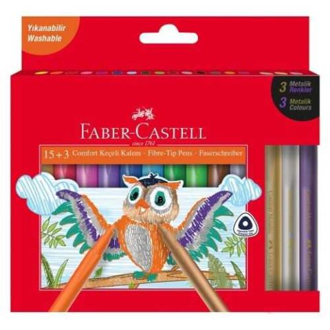 Faber Castell Keçeli Boya Kalemi Comfort Metalik 15+3 Renk