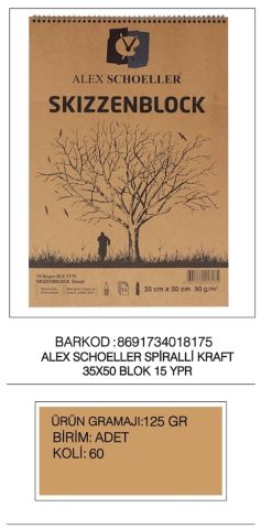 Alex Resim Defteri 35x50 Spiralli Kraft