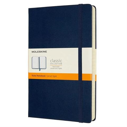 Moleskine Classic Expanded Sert Kapak Çizgili Defter 13x21 Safir Mavi