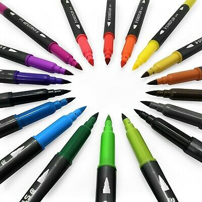 Staedtler Fırça Uçlu Keçeli Kalem Çift Uçlu 18 Renk