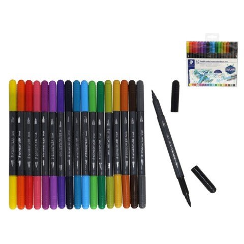 Staedtler Fırça Uçlu Keçeli Kalem Çift Uçlu 18 Renk