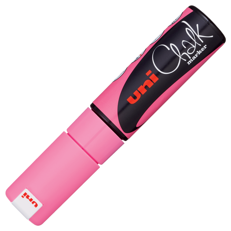 Uni CHALK 8.0 Su Bazlı Silinebilir Tahta Kalemi Fosforlu Pembe