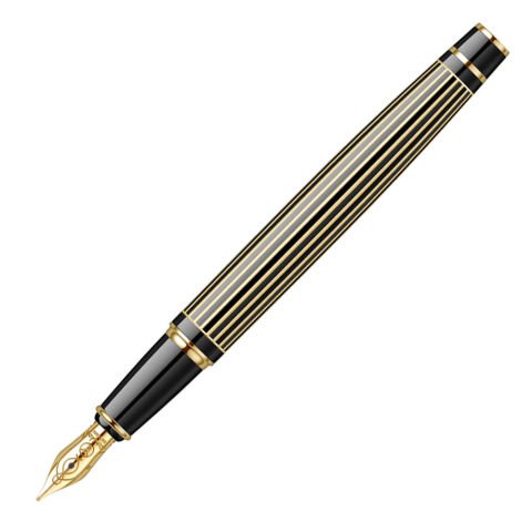 Scrikss Noble 35L Çizgi Desenli Dolma Kalem Siyah Altın