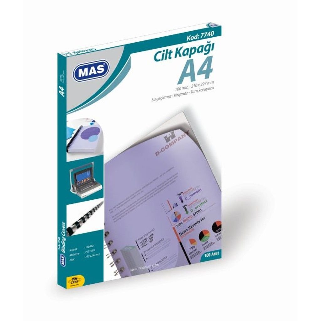 Mas Cilt Kapağı PP A4 100'lü Paket Kırmızı