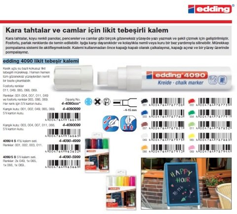 Edding 4090 Cam Kalemi Fosforlu Sarı