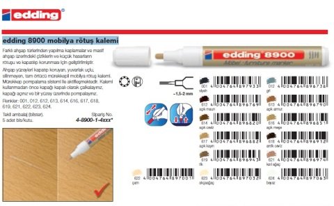 Edding 8900 Mobilya Rötuş Kalemi Gri