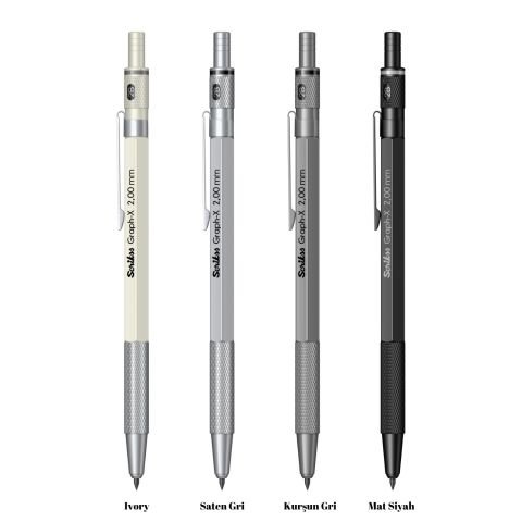 Scrikss Graph-X Mekanik Kurşun Kalem 2.0mm Mat Siyah