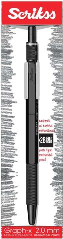 Scrikss Graph-X Mekanik Kurşun Kalem 2.0mm Mat Siyah