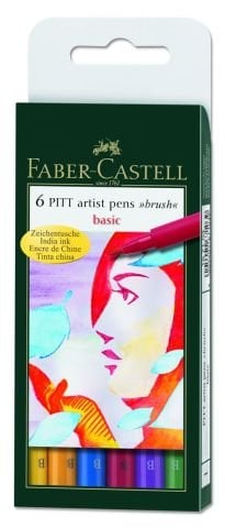 Faber Castell Pitt Çizim Kalemi Fırça Uç ''Ana Renkler'' 6'lı Poşet