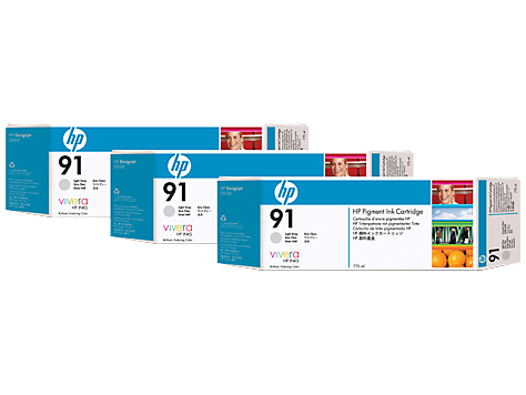 HP 91 3'lü Paket 775 ml Açık Gri Mürekkep Kartuşları (C9482A)