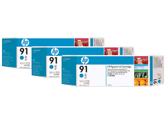 HP 91 3-pack 775-ml Cyan Ink Cartridges (C9483A)