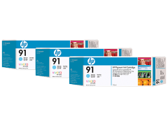HP 91 3-pack 775-ml Light Cyan DesignJet Pigment Ink Cartridges (C9486A)