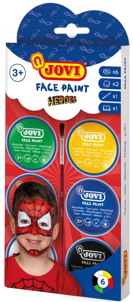 Jovi Krem Yüz Boyası 6 Renk 8ml+Fırça+2 Sünger Kahraman