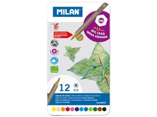 Milan Metal Kutulu Kuru Boya Kalemi - 3.3mm 12'li
