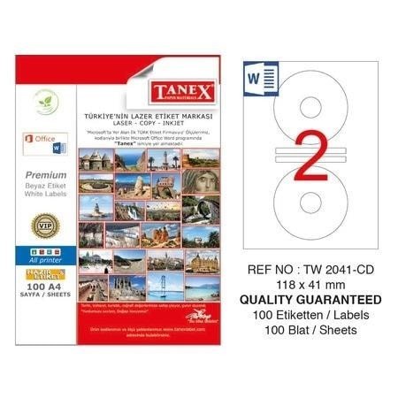 Tanex TW-2041 Laser Etiket 118x41mm Cd Etiketi