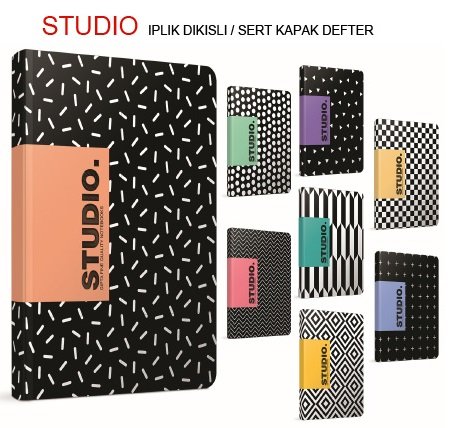 Studio 17x24 Sert Kapak Defter 120yp.Kareli