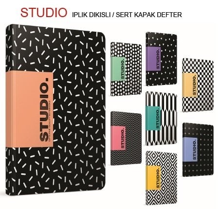 Studio 17x24 Sert Kapak Defter 120yp.Kareli
