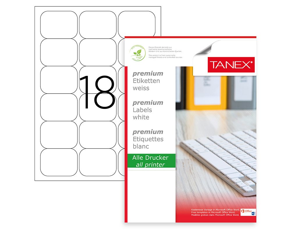 Tanex TW-2067 Laser Etiket 67x46mm