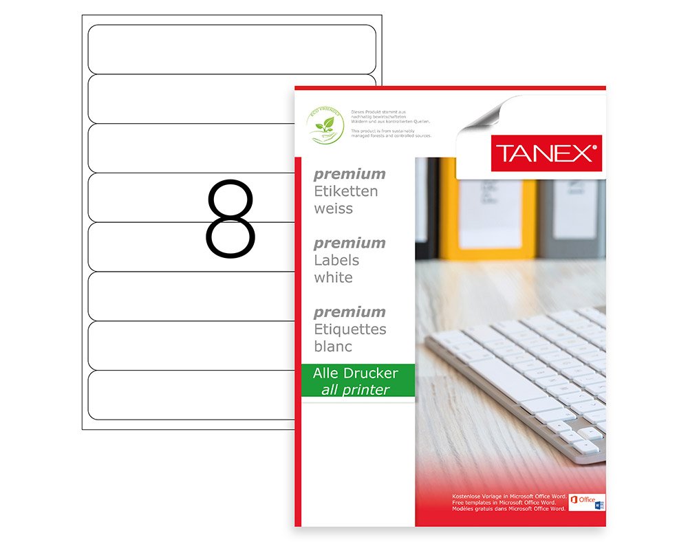 Tanex TW-2108 Laser Etiket 192x34mm