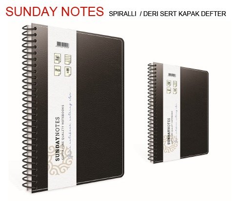 Sunday A4 Spiralli Suni Deri Defter 140yp.Kareli
