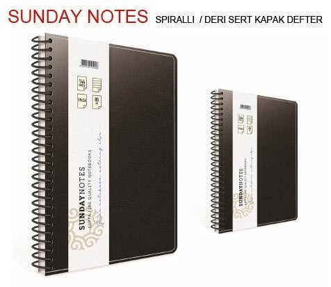 Sunday A4 Spiralli Suni Deri Defter 140yp.Kareli