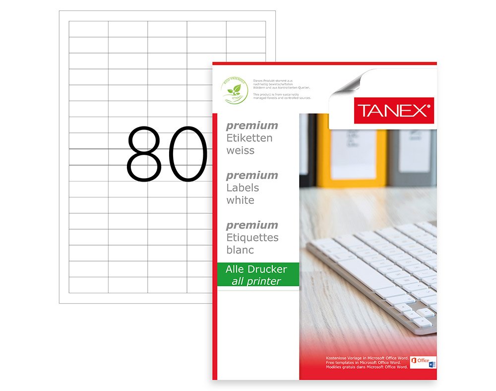 Tanex TW-2180 Laser Etiket 37x14.25mm