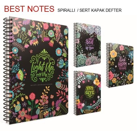 Best Notes 20x28 Spiralli Sert Kapak Defter 120yp.Kareli