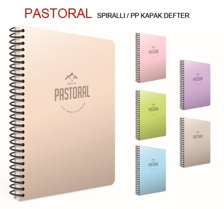 Pastoral A4 Spiralli PP Kapak Defter 96YP Çizgisiz