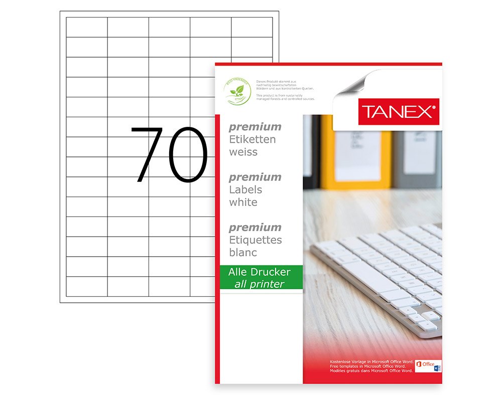 Tanex TW-2270 Laser Etiket 40x20mm