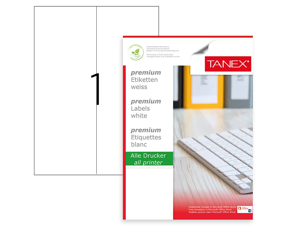 Tanex TW-2297 Laser Etiket 105x297mm