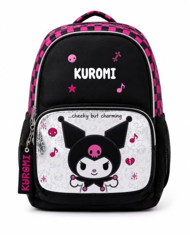 Kuromi Okul Sırt Çantası Siyah Pembe