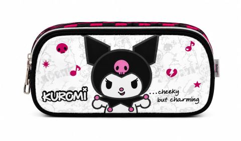 Kuromi Çift Bölmeli Kalemlik Siyah Pembe