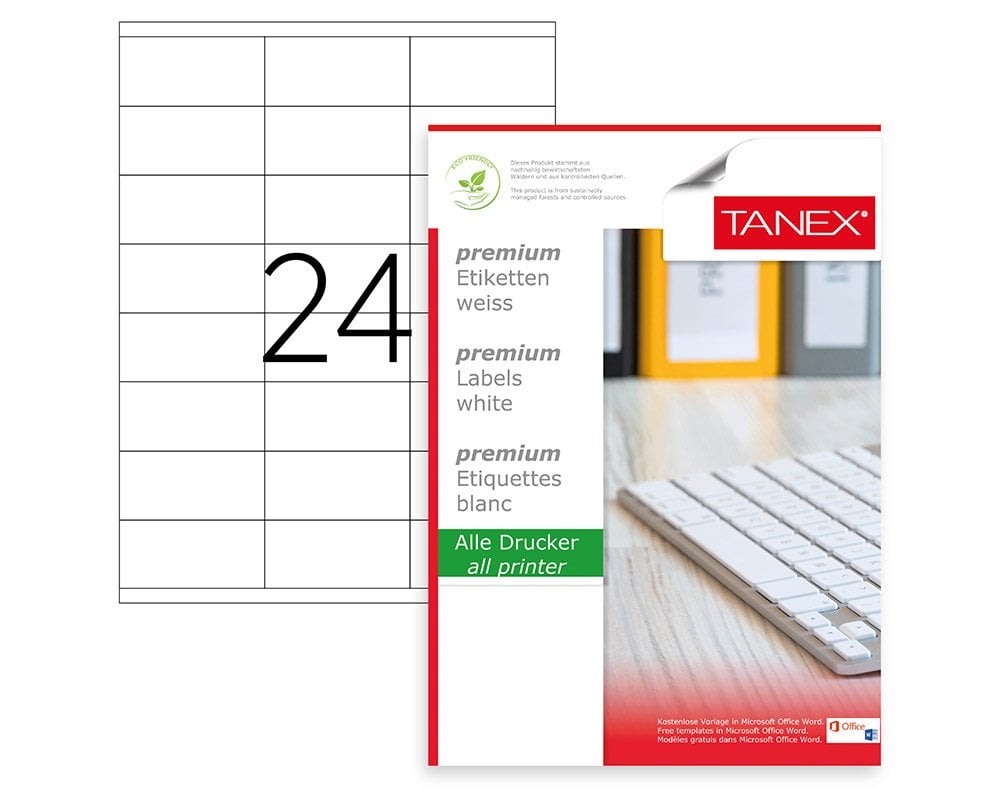 Tanex TW-2324 Laser Etiket 70x35mm