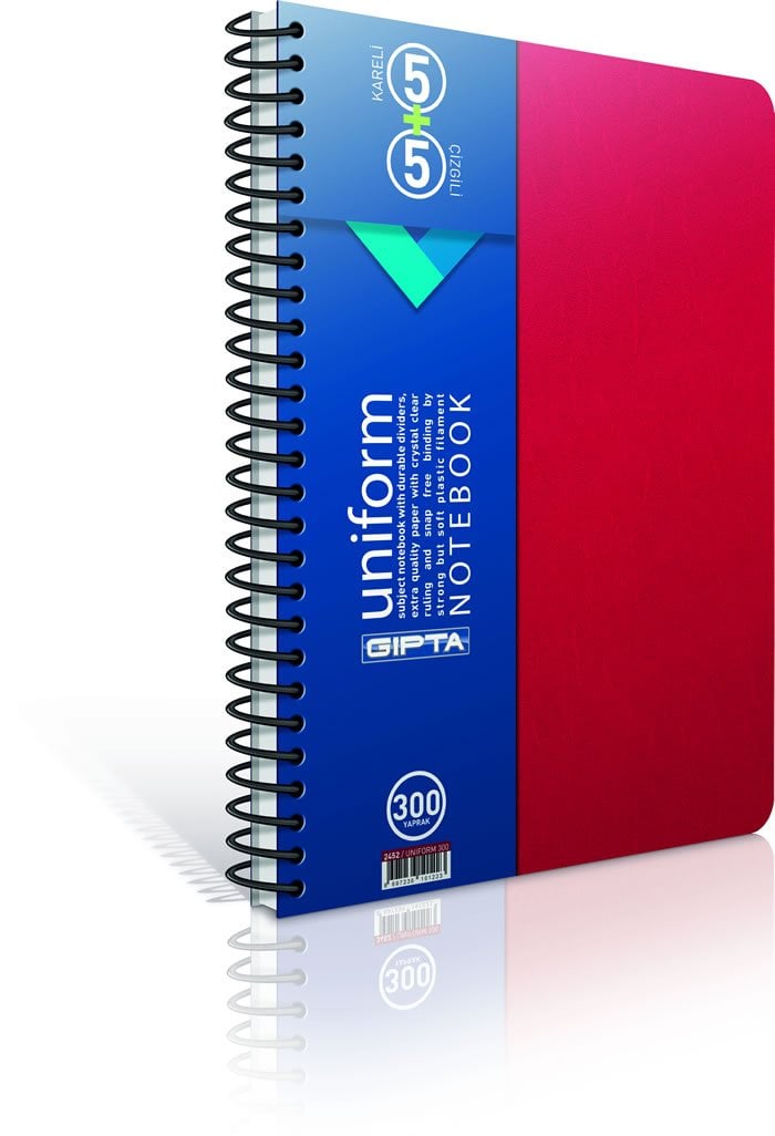 Uniform Spiralli PP Kapak Defter A4 300YP.5+5 Bölmeli