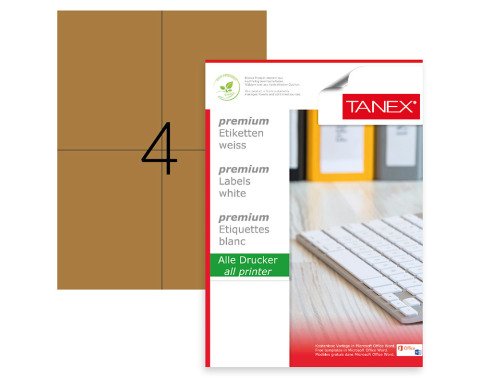 Tanex TW-2204KR Laser Etiket Pastel Kraft 105X148.5mm