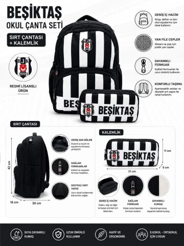 ME Çanta Lisanslı Beşiktaş Okul Çanta Seti