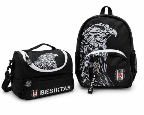Lisanslı Beşiktaş Kartal desenli 2'lü Ana Okul Çanta Seti