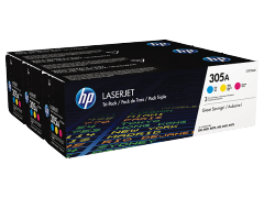 HP 305A 3-pack Cyan/Magenta/Yellow Original LaserJet Toner Cartridges (CF370AM)