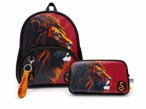 Galatasaray Lisanslı 2'lü Ana Okul Çanta Seti Aslan Desenli