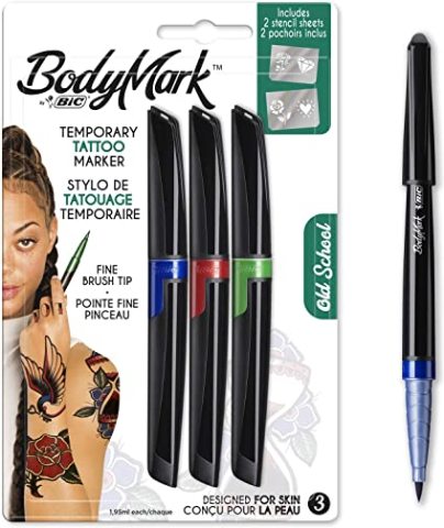Bic Bodymarker Geçici Dövme Kalemi 3 Renk Turkuaz Mavi Kırmızı Yeşil