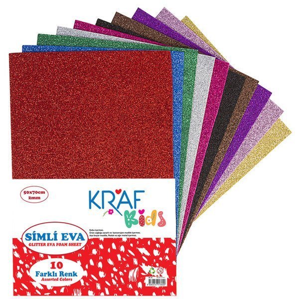 Kraf Kids 50x70 Simli Eva Karışık Renk 10'lu
